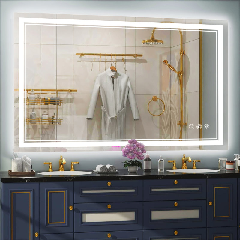 Backlit anti fog bathroom mirror sale